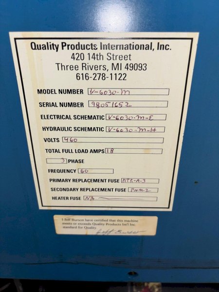 60&quot; X 30&quot; QUALITY PRODUCTS MODEL #V6030M HYDRAULIC VERTICAL CARDBOARD BALER: YOBRO #23984