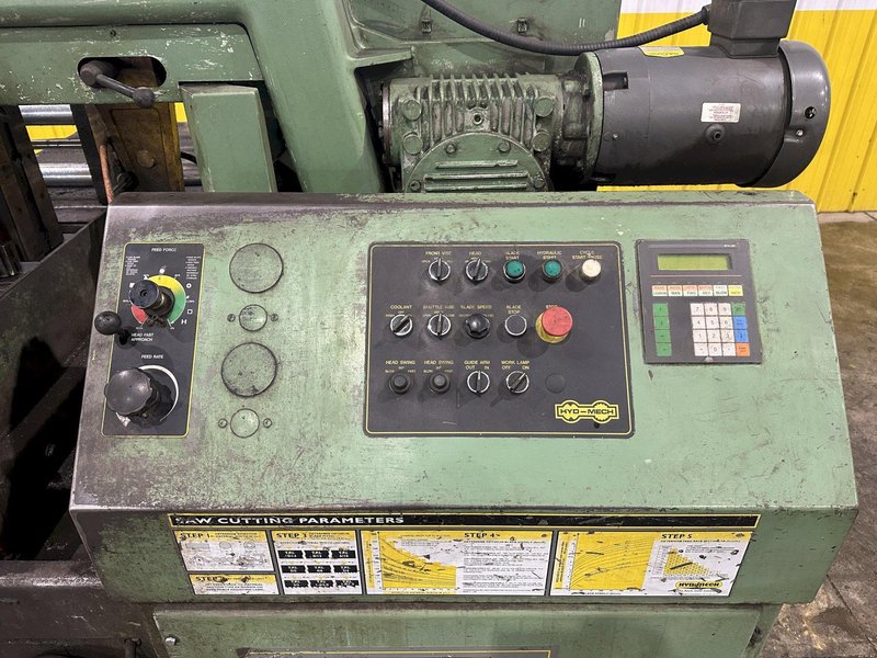 16" x 16" HYD-MECH MODEL #M-16A FULLY AUTOMATIC HORIZONTAL BANDSAW WITH POWER MITRE SWIVEL: STOCK #23105