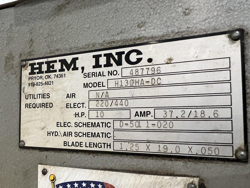18" X 20" HEM MODEL #H130HA-DC AUTOMATIC HORIZONTAL BAND SAW: STOCK #18533