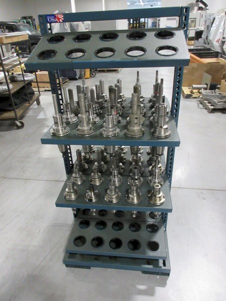 Command Heavy-Duty 95 Pocket CAT50 Tool Rack W/ Erickson CAT50 Hydraulic Tool Holders (55) Mostly Metric- Auction Item