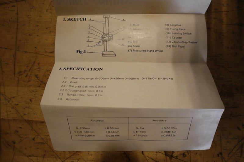 Height Gauge, 18" Double Column Dial Type, .001" Res- Auction Item