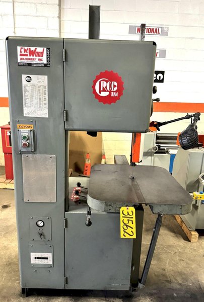 18" Grob Vertical Band Saw 4V-18, 40-5000 FPM, 28" x 24" Air-Hyd. Feed Tbl., 3 HP