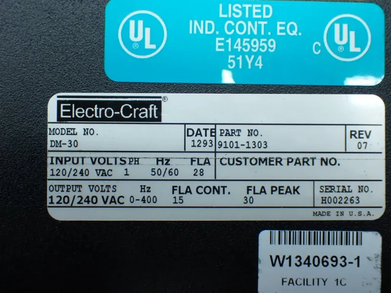 ELECTRO-CRAFT  BRU-200 BRUSHLESS SERVO DRIVE  -  9101-1303