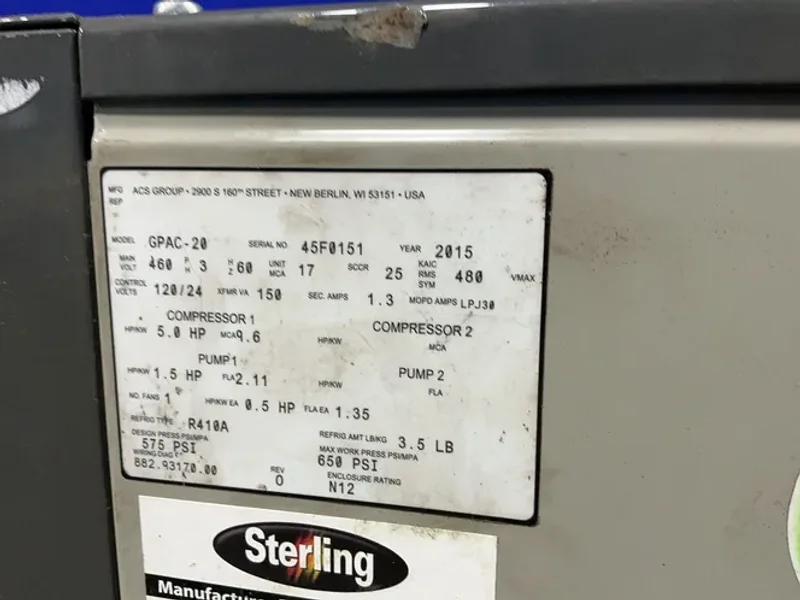 STERLING 5 HP PORTABLE COOLED PACKAGED CHILLER   -  GPAC-20
