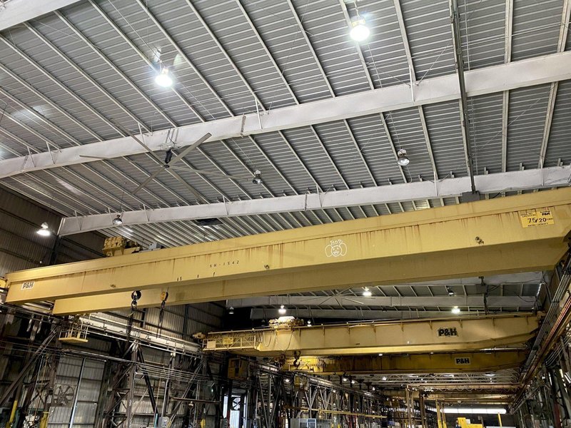(1993) 75 TON X 103&#039;6&quot; P&amp;H PACESETTER OVERHEAD BRIDGE CRANE WITH 20 TON AUXILIARY. STOCK # 0733320