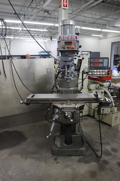 Bridgeport Vertical Mill with Acer Electronic Variable Speed Head, 0=4,500 RPM, 2 Axis DRO, Power Table Feed- Auction Item