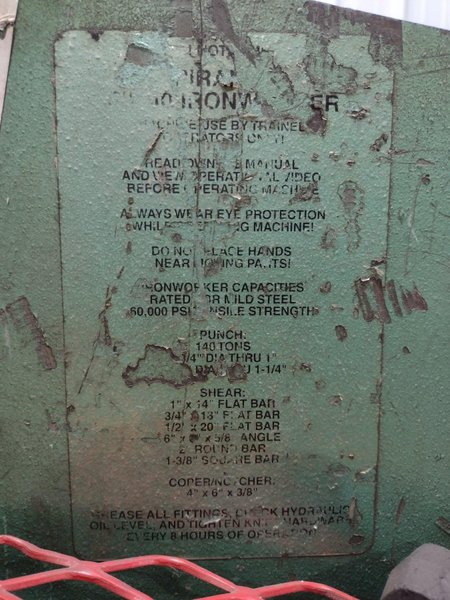 140 TON PIRANHA MODEL #PII HYDRAULIC IRONWORKER: STOCK 19838