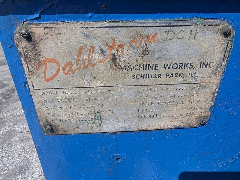 15,000 LBS X 24&quot; DAHLSTROM MODEL #15H-24-1824 POWERED UNCOILER / COIL REEL: YOBRO #24234