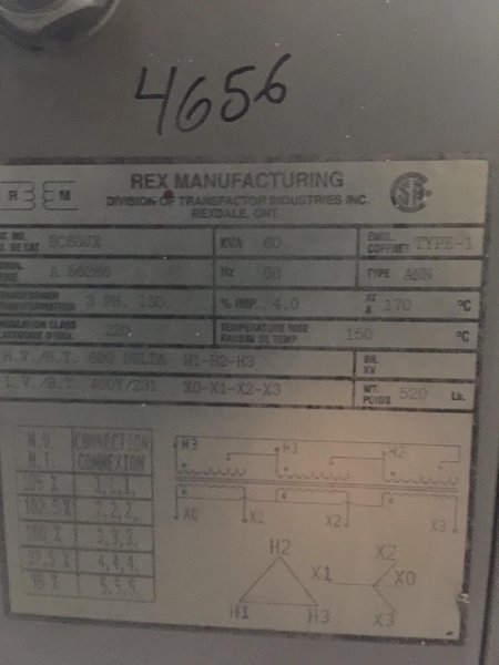 Rex Transformer 60 KVA 600V/400V