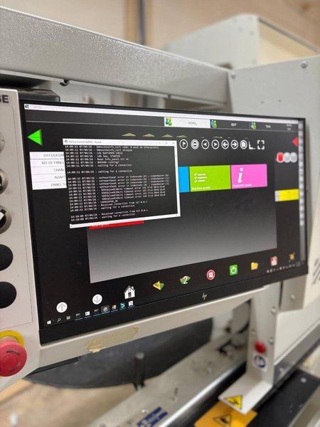 Biesse Akron 1330 A Single-Sided Edgebander, 2024 – Pre-Mill, Corner Rounding, Scraping, Buffing, Touchscreen Control