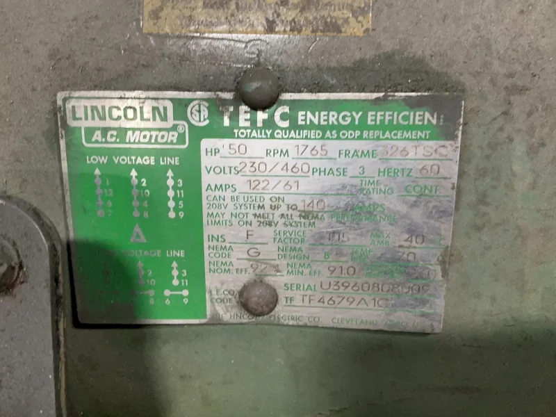 LINCOLN ELECTRIC CO. 50 HP TEFC ENERGY EFFICIENT AC MOTOR  -  TF4679A1C