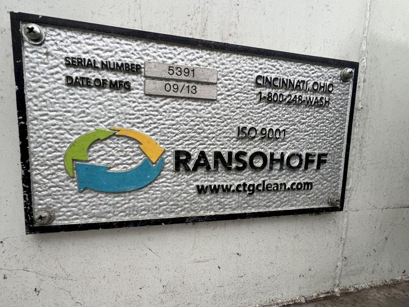 9&quot; X 192&quot; RANSOHOFF LEANVEYOR FOUR STAGE (WASH/RINSE/RINSE/BLOW OFF) WASHER. STOCK # 1113425.