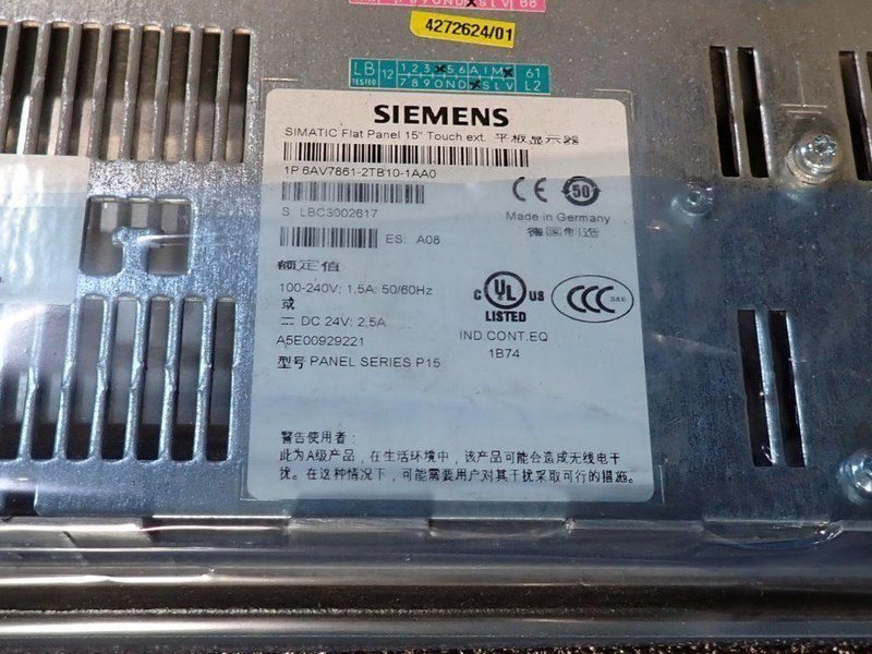 SIEMENS 15" CONTROL PANEL  -  6AV7861-2TB10-1AA0