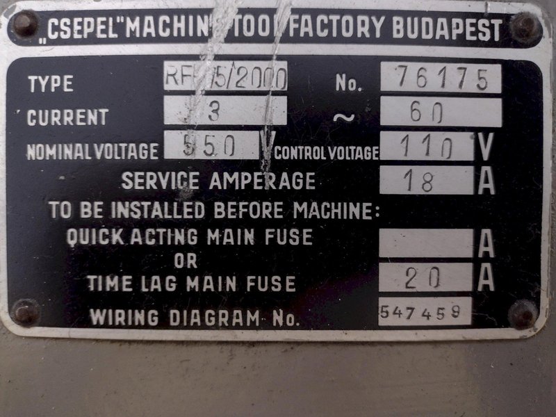 7&#039; X 16&quot; CSEPEL MODEL #RFH75/2000 RADIAL ARM DRILL: STOCK #19198