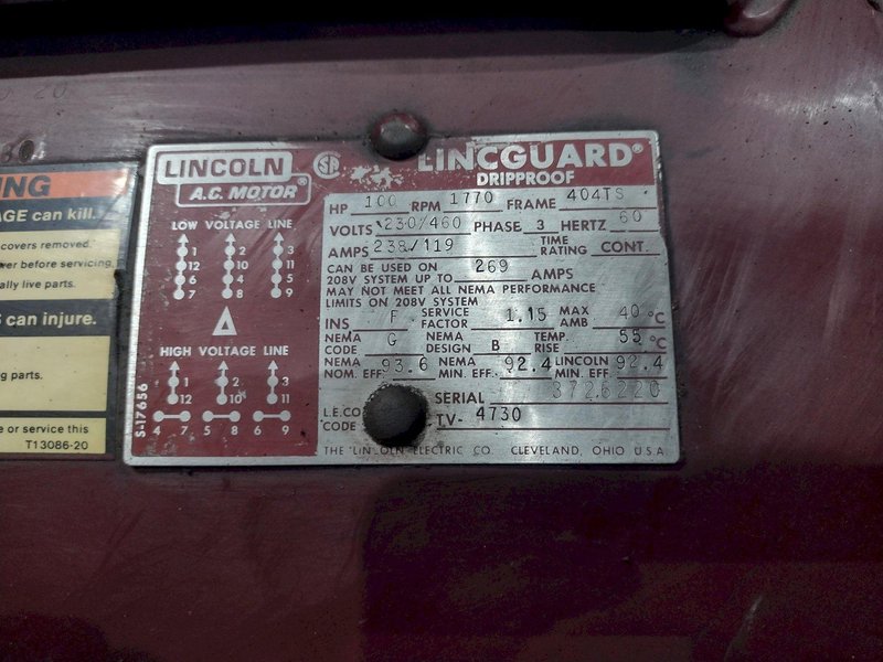 100 HP LEROI MODEL #A219-152-3_C7 WATER COOLED AIR COMPRESSOR: STOCK #21254