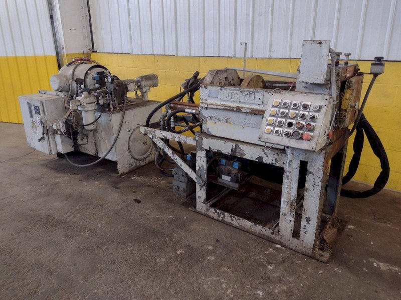 25,000 LB. MITCHELL MODEL #PP550 (4) DIE IN LINE TUBULAR CONVEYOR ROLL SHAFT END FORMING MACHINE: STOCK #15297