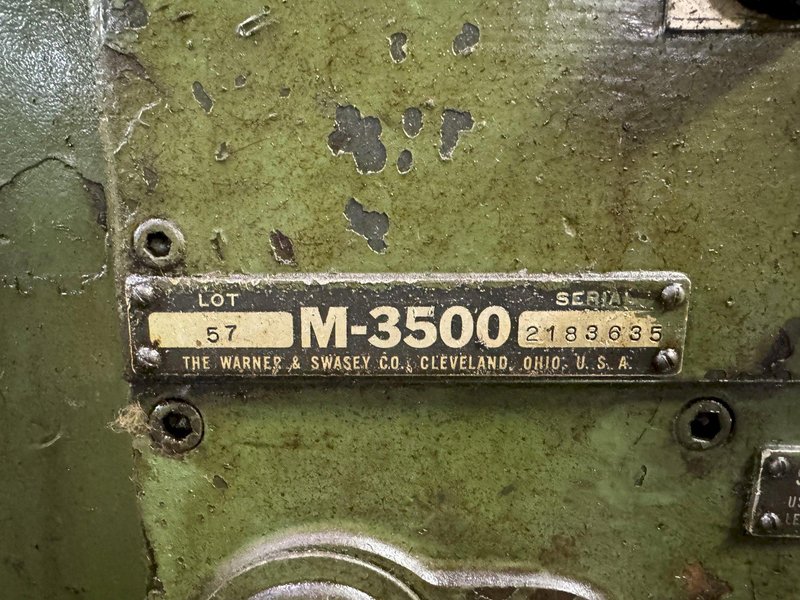 3A WARNER &amp; SWASEY M-3500 SADDLE TYPE TURRET LATHE. STOCK # 0345325