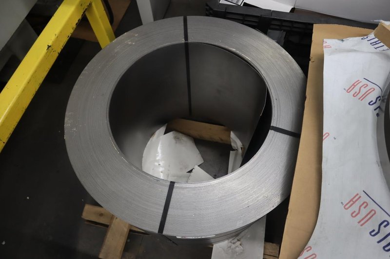 Coiled Cold Rolled Steel Material (5 Coils), (2) Approx 1.25" x .060", (2) 22.125" x 11Ga,  (1) 6.781" x .035"- Auction Item