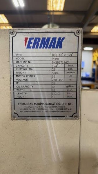 Ermak, 1/4″ x 10′, CNC Hydraulic Shear, 2008