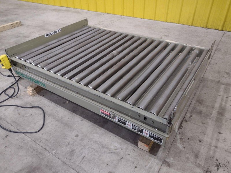 3800 LBS X 60" X 42" SOUTHWORTH MODEL #LS4-36 HYDRAULIC SCISSOR LIFT TABLE WITH ROLLER TOP, 110 VOLT: STOCK #20883