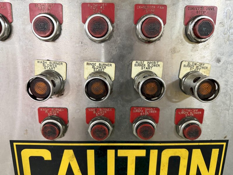 24" WIDE BELT CAE RANSOHOFF 3-STAGE STAINLESS STEEL BELT CONVEYOR PARTS WASHER, WITH RUST INHIBITOR APPLICATION: YOBRO #25378
