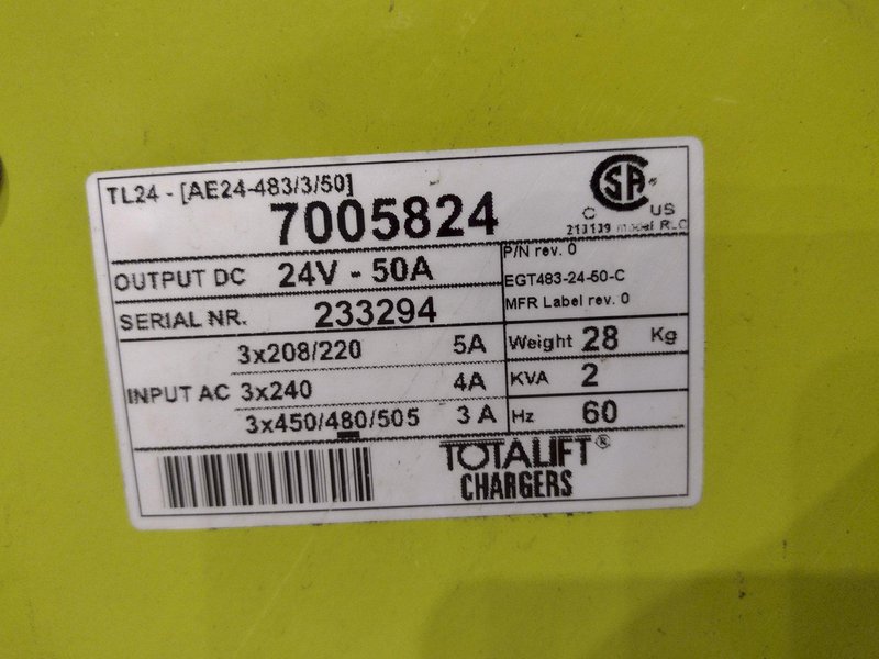 2 KVA TOTAL LIFT MODEL #TL24 BATTERY CHARGER: YOBRO #25697