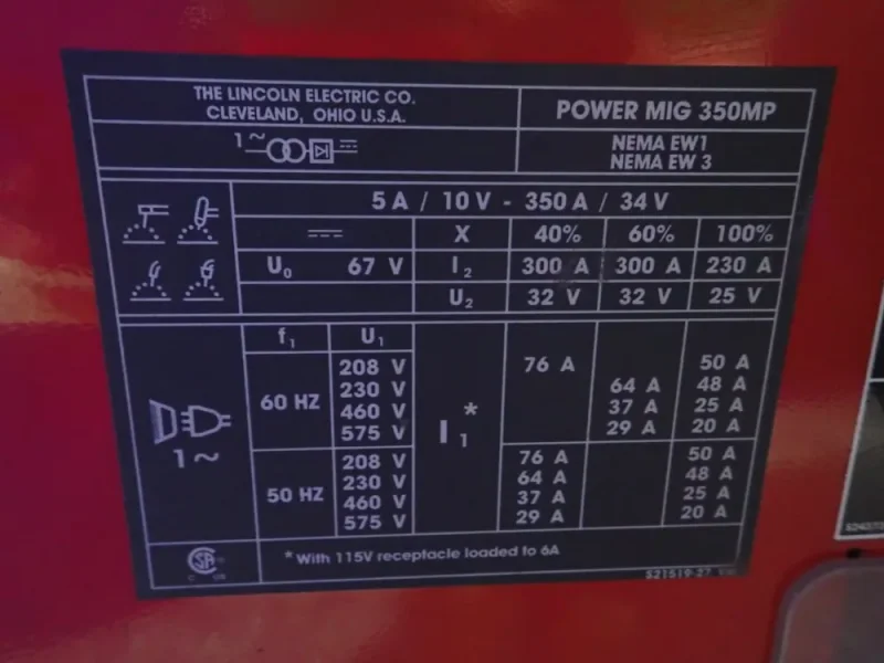 LINCOLN ELECTRIC 350 A WELDER   -  POWER MIG 350MP