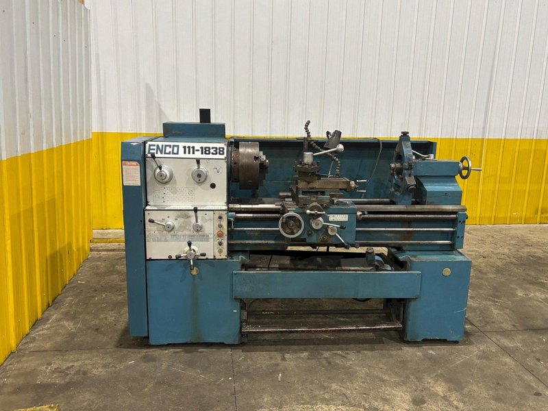 19" X 40" ENCO MODEL #111-1838 GEARED HEAD GAP BED ENGINE LATHE 2.56" HOLE: YOBRO #24324