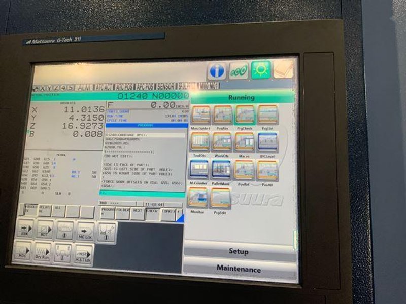 Matsuura H-Plus 400 PC6 Horizontal Machining Center