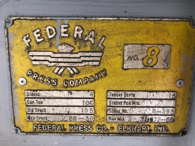 100 Ton Federal OBI Flywheel Type Press