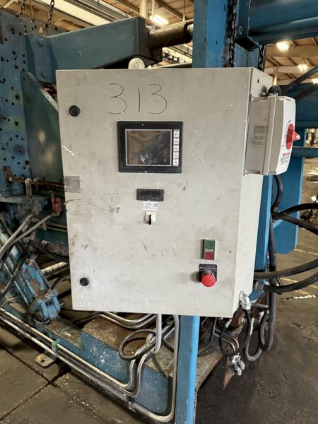 hall model hm6 molding machine s/n 1096 with hydraulics and controls with plc, 48&quot; x 48&quot; front platen, 45x48 rear platen