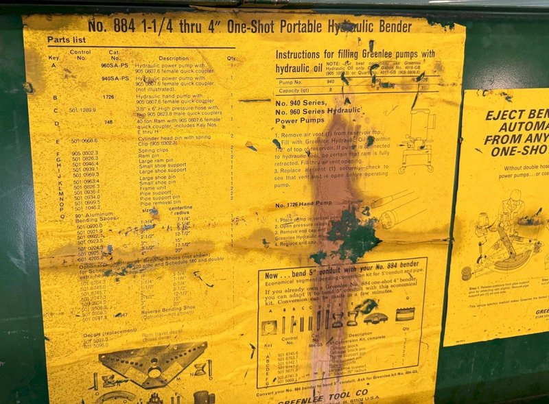 Greenerd 884 Hydraulic Bender