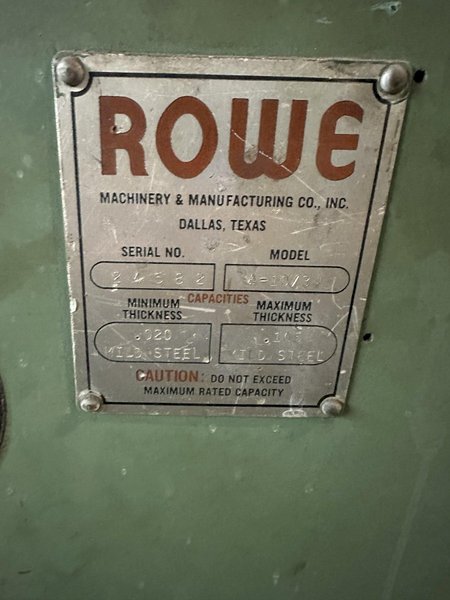 10&quot; X .105&quot; ROWE MODEL #A-10/3J ELECTRIC COIL STRAIGHTENER: STOCK #20253