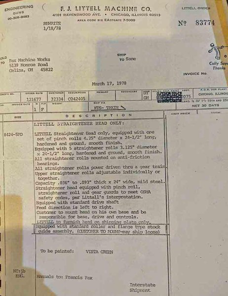 24&quot; x 0.093&quot; Littell Straighener STOCK#3556
