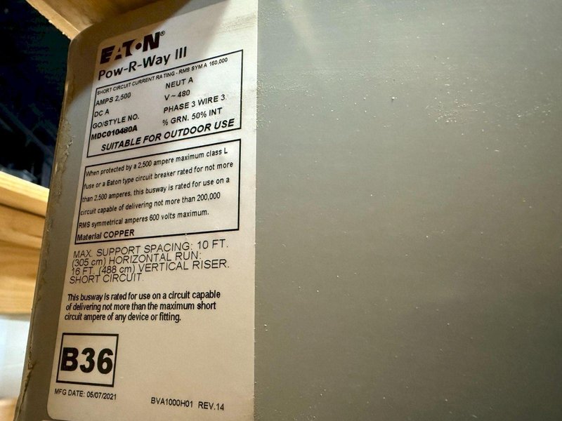 EATON 2500A POW-R-WAY III Copper Expansion Joint 480V, 3PH, 3G NEW