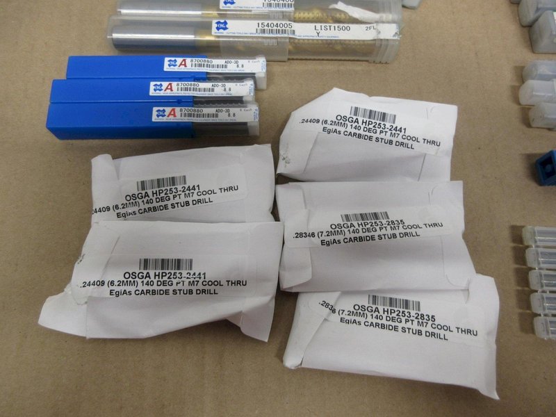 Carbide and HSS End Mills, Drills, Assorted Brands and Sizes.  OSG Guhring, Melin Widia and More- Auction Item