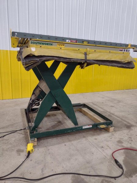 60" X 48" X 3500 LB SOUTHWORTH MODEL #LS4-36 DOUBLE ROLLER TOP LIFT TABLE, 110V SINGLE PHASE: STOCK #20928