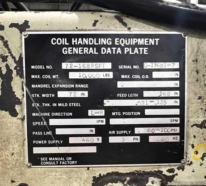 72" x 0.135" x 40,000# B &amp; K Cut To Length Line