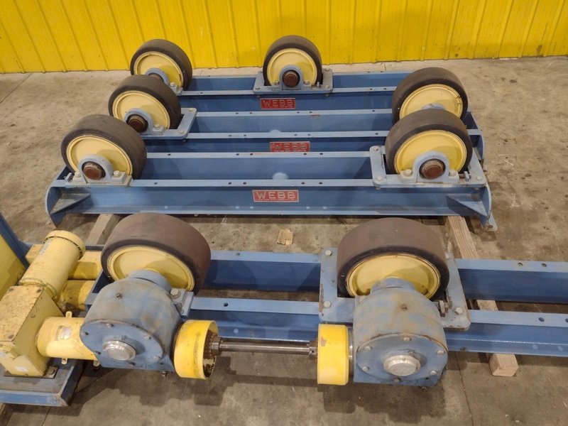40 TON (80,000 LBS) x 15' WEBB MODEL R-500 POWERED TANK TURNING ROLLS; 1 DRIVE &amp; 3 IDLERS: STOCK #23747