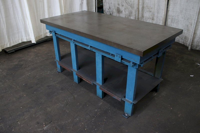 3&#039; X 6&#039; X 6&quot; CUSTOM STEEL TABLE ON STAND: STOCK #75570