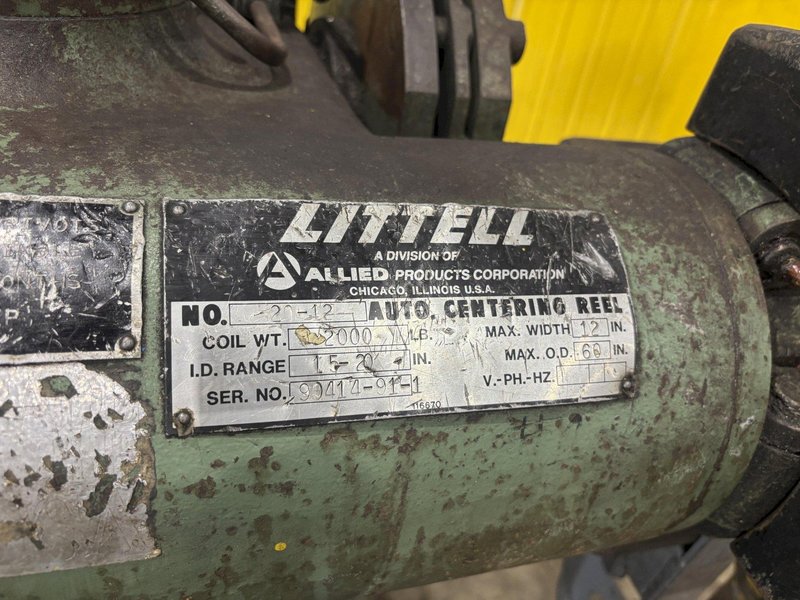 2,000 LBS X 12&quot; LITTELL MODEL #20-12 DOUBLE END PULL OFF UNCOILER COIL REEL: STOCK #23716