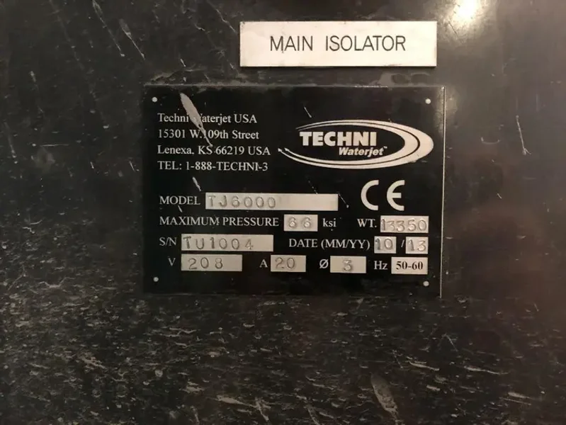 2013 TECHNI WATERJET TJ6000-X2 | Waterjet Cutters