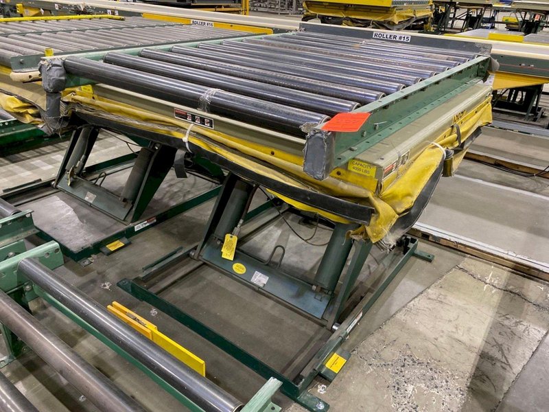 4000 LBS X 60" X 30" SOUTHWORTH MODEL #LS4-36 HYDRAULIC SCISSOR LIFT TABLE WITH ROLLER TOP, 110 VOLT: STOCK #20918