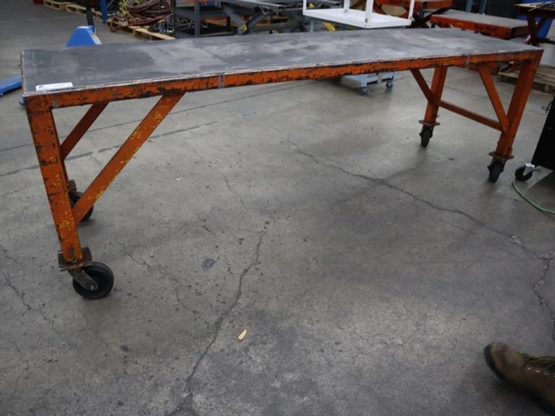 Portable Steel Table, On Casters 96&quot; x 26&quot; x 32&quot;- Auction Item