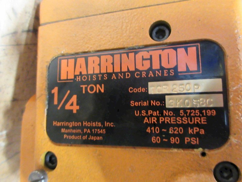 Harrington 1/4 Ton Pneumatic Chain Hoist, Model TCR250P- Auction Item