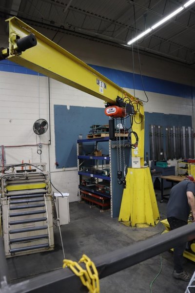 Handling Systems 2 Ton Swiveling Jib Crane, Floor Mounted with CM Lodestar 2 Ton Electric Chain Hoist, Electric Trolley- Auction Item
