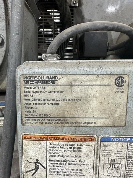 Ingersoll Rand Model 2475N7.5 Type-30 Electric Air Compressor- Auction Item