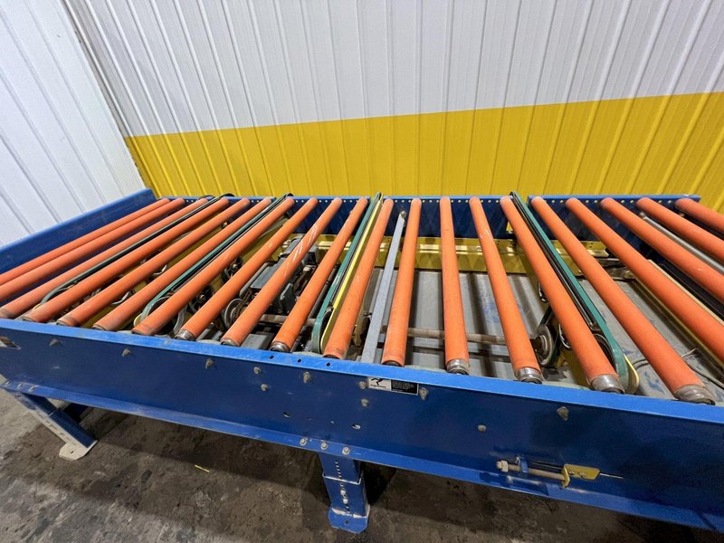 120&quot; X 44&quot; LEWCO POWERED ROLLER CONVEYOR WITH PNEUMATIC TRANSFERS: STOCK #19828