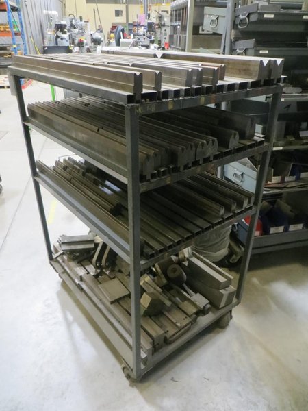 Press Brake Dies - Large Assortment on Cart w Casters- Auction Item