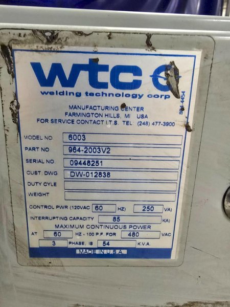 WTC 6003 MEDWELD 600S 964-2003V2  WELD CONTROLLER USED
